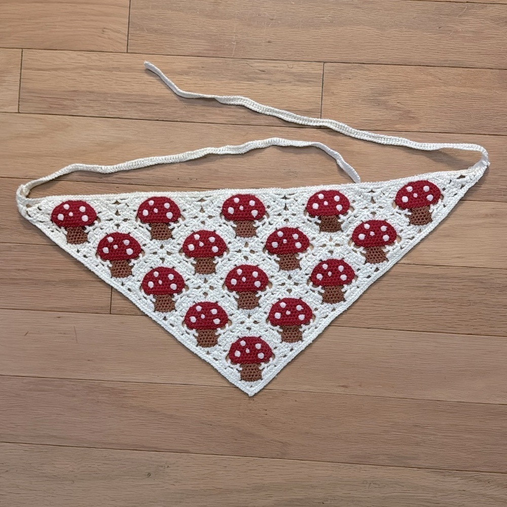 Sunday State | Red & White Mushroom | Crochet Bandana | Cottagecore | Fairycore